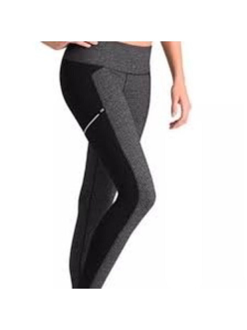 ATHLETA  LEGGINGS Black & Gray  Herringbone  Pull on Activewear Size M